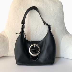 Black leather hobo bag